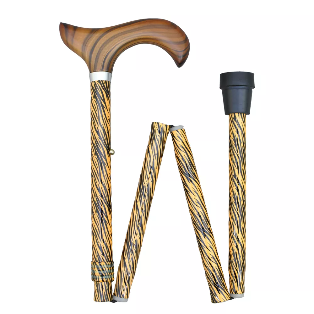 Folding Cane with Wood Grip Handle