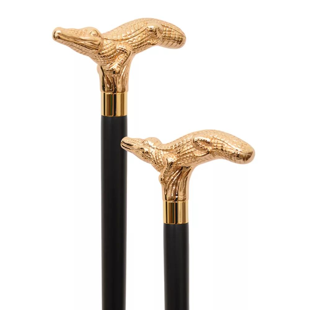 Alligator Solid Cast Brass Handle Cane (1023.014.GMB) - Walking