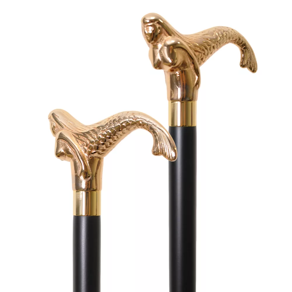 Gold Mermaid Cane Victorian Walking Stick (1023.012.GMB) - Walking