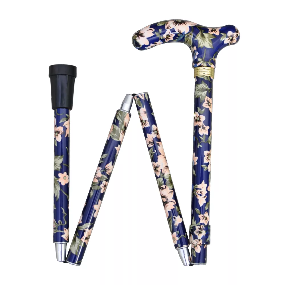 Safety Adjustable Folding Elite Fritz Handle Dark Blue Floral